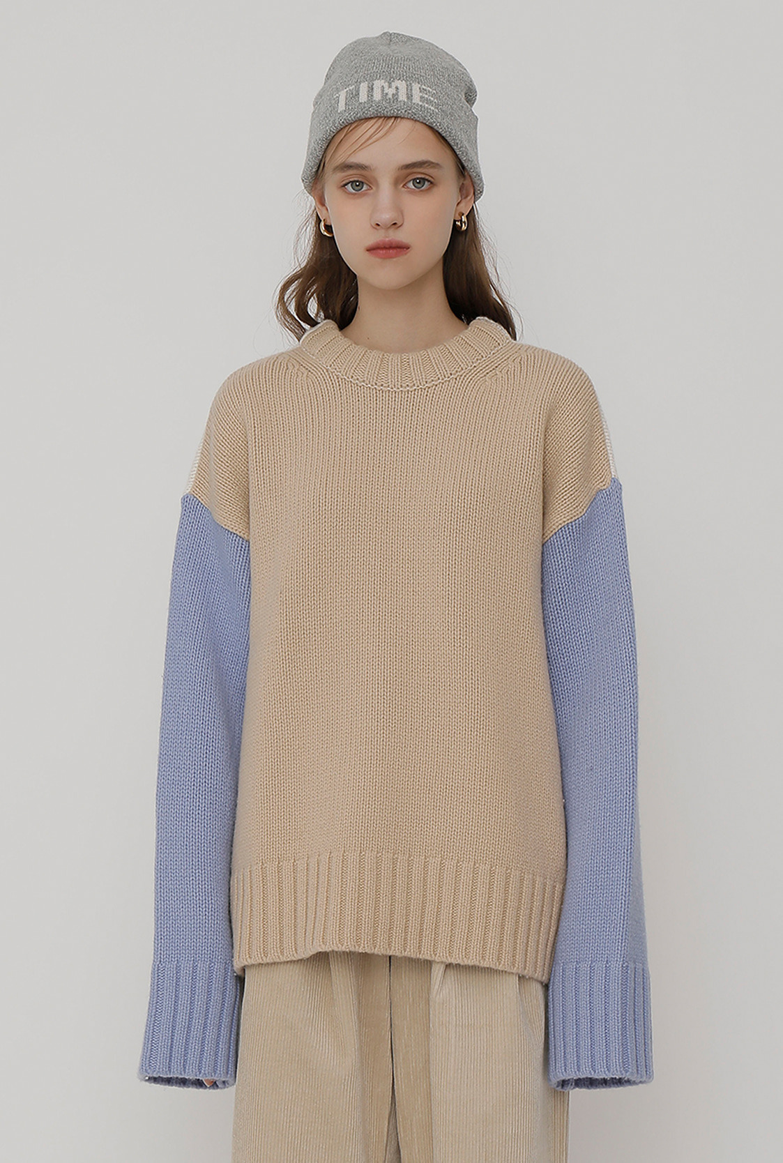 R TWO WAY COLOR KNIT_SKY BLUE